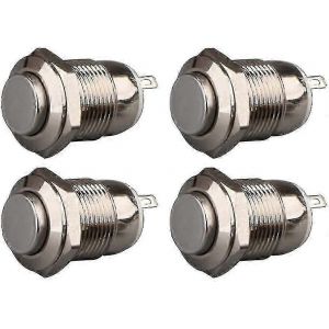 4pcs bouton-poussoir momentané étanche en acier inoxydable bouton-poussoir sur 12mm 2a 12v / 24v / 125v / 250v (tête vers le haut) - Neuf