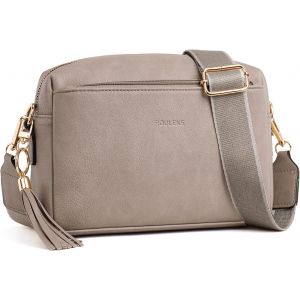 RFCBC-Petit Sac Bandoulière Femme avec 3 Compartiments Zippés,Sac à Bandoulière Femme en Cuir PU,Sac a Main Femmes Sacoche Femme Bandoulière avec Large Sangle Réglable et Amovible - Neuf