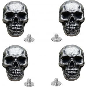 4 Pi&egrave;ces Conchos T&ecirc;te de Mort avec Vis &iquest; Alliage, 30mm, Cr&acirc;ne D&eacute;moniaque pour Halloween & Artisanat Cuir, D&eacute;coration, Vis Incluses - Neuf