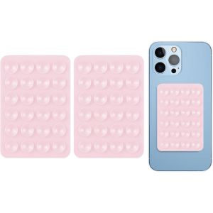 Silicone Ventouse T&eacute;l&eacute;phone,2 Pi&egrave;ces Support de T&eacute;l&eacute;phone Portable en Silicone Multi usages Ventouse Voiture Support t&eacute;l&eacute;phone Portable Mains Libres antid&eacute;rapant Selfies et vid&eacute;os (Rose) - Neuf