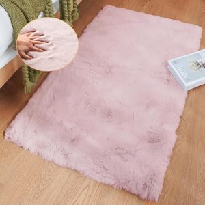 Sjzg-Tapis Rose Moelleux Tapis 60x90 Cm Fausse Fourrure Doux Tapis Chambre Fille Lavable Descente De Lit Poil Ras Petit Pink Deco Rug Rectangulaire - Neuf