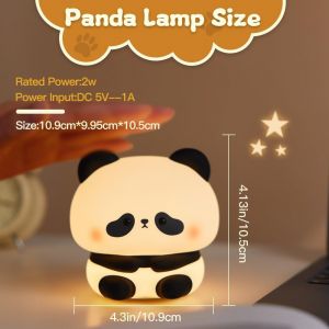 Veilleuse Enfant Silicone, 3 Couleurs Tactile Lampe Veilleuse Panda Avec 30 Minutes Fonction Minuterie, Interrupteur Tactile, Rechargeable Portable Lampe De Chevet Pour Chambre De Bébé - Neuf