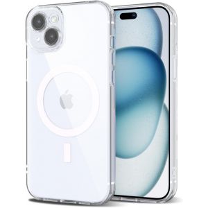 SJZG-Pour Iphone 15 Plus Coque Compatible Avec Magsafe, Transparente Magn&eacute;tique Protection De L'Objectif Etui Housse, Pleine Silicone Cover, Coque Mat Translucide Mince Antichoc, Transparent - Neuf