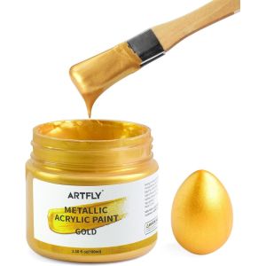 Mevronisshop-Peinture Acrylique M&eacute;tallis&eacute;e Dor&eacute;e, 100 Ml Feuille D'or Pour L'art, L'artisanat, Non Toxique, R&eacute;sistante &Agrave; La Lumi&egrave;re, Id&eacute;ale Pour La Toile, Le Bois, Le Tissu, La C&eacute;ramique - Neuf