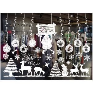 Décorations de fenêtre de Noël, autocollants de fenêtre de Noël pour les décorations de fenêtre de vacances de Noël pour la maison, l'école, le bureau, la décoration de fenêtre d'hiver (style 17) - Neuf