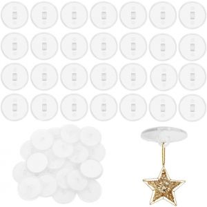 MEVRONISSHOP-50 Pi&egrave;ces Crochet de Plafond Adh&eacute;sif 20mm en ABS Transparents Auto-adh&eacute;sifs avec ?illets avec des Boucles en M&eacute;tal Pour cuisine, salle de bain, plafond, Lumineuses D&eacute;corations - Neuf