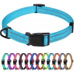 Collier Pour Chien, Collier En Nylon R&eacute;fl&eacute;chissant R&eacute;glable Classique Convient Pour Moyens Chiens, Noir, 2.5cm Largeur - Neuf