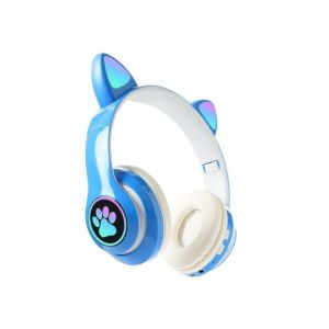 Casque Bluetooth 5.0 oreilles de chat avec lumi&egrave;re LED et microphone int&eacute;gr&eacute; - Neuf