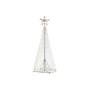 Sapin de Noel DKD Decoration Interieure Metal Argente 25 x 25 x 60 cm avec lumiere LED IP44 - Neuf