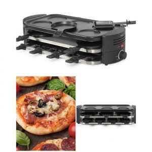 Appareil 3 EN 1 - Raclette - pizzas - cr&ecirc;pes 8 personnes 1600W- 8 spatules en bois, 8 caquelons pour raclette - Neuf