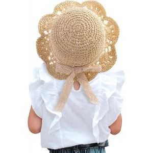 Chapeau Paille Pour Fille-Soleil D'été Pour Enfant Avec Noeud-Protection Solaire Pliable Pour 2-6 Ans.[Z781] - Neuf