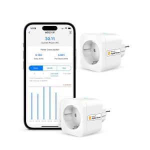 Prise Connectée (Type F), 16A Prise Wifi Avec Homekit, Prise Programmable Avec Mesure De Consommation D'Énergie, Prise Intelligente Compatible Avec Commande Vocale, Contrôle À Dist[MAT790734] - Neuf