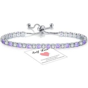 Kalanka-Bracelet Argent Tennis Flash 5a Zircon Cristal Bracelet Réglable Bracelet Avec Carte Cadeau Pour Amis Mère Femme - Neuf