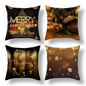 No&euml;l Housses de Coussin Pack de 4 Hiver Vacances de No&euml;l, les taies d'Oreiller D&eacute;coratif taies d'Oreiller Canap&eacute;-Sofa 45x45 cm D - Neuf