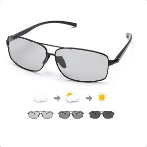 Kathlelxh-Lunettes De Soleil Photochromiques Polarisées Pour Homme - Monture Double Pont - Verres Anti-Reflets Avec Protection Uv 400[H349] - Neuf