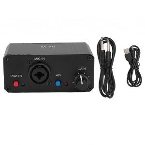 Préampli micro Gain élevé 48V Alimentation fantôme Sortie XLR Préamplificateur micro pour microphones dynamiques et à condensateur Booster - Neuf