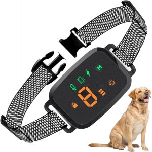 Collier Anti Aboiement Chien, 4 Modes Son/Vibration/Choc Electrique, Réglable 8 Niveaux De Sensibilité, Rechargeable Contrôle Anti-Aboiement Intelligent, Étanche Ip67 Pour Gros Petit Chien-Noir - Neuf