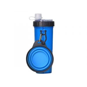 Conteneur Portable Pour Nourriture Et Eau Pour Chien Avec Bol Pliable - Bleu - Neuf