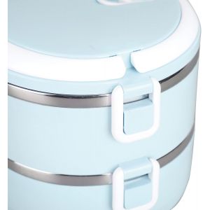 KALANKA-Bo&icirc;te &agrave; Lunch Thermique,bo&icirc;te &agrave; bento en Acier Inoxydable 304,sans bpa,bo&icirc;te &agrave; Lunch Isotherme empilable,Isotherme Repas Chaud Ronds,Leak-Proof,pour &Eacute;cole, Bureau, Camping,(2 Layer-Bleu) - Neuf