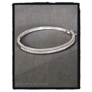 Bracelet Jonc - Bijouxia - Argent 925/000 - Oxyde De Zirconium - 6 Cm - 10,60 G - Neuf
