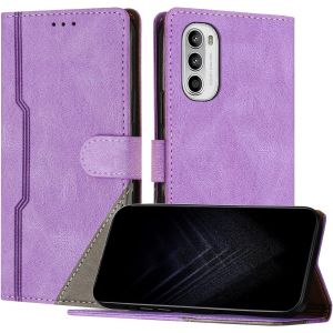 KAL-&Eacute;tui Pour Motorola Moto G52 4G/G82 5G/G71S, Housse En Cuir Pu Avec [Protection Antichoc Tpu] [Fonction Support] [Porte-Cartes ] Antichoc Magn&eacute;tique Coque Pour Moto G52 4G - Violet - Neuf