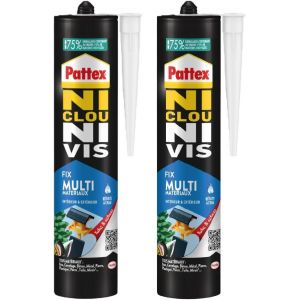 Ni Clou Ni Vis Tous Mat&eacute;riaux Int&eacute;rieur & Ext&eacute;rieur,colle de fixation,colle forte tous supports,mastic blanc,cartouche de 450 g (Lot de 2) - Neuf