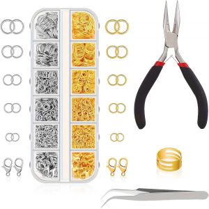 Mevronisshop-Flintronic Anneaux De Saut, 1160 Pi&egrave;ces Anneaux De Saut Ouverts, 4/5/6/8/10 Mm, Homard Fermoirs, Connecteur De Bijoux Pour Colliers, Bracelets Et Boucles D'oreilles Diy, Avec 3 Outils Au - Neuf