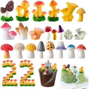 Mevronisshop-22 Pi&egrave;ces Mini Champignon D&eacute;coration Champignon Miniature Mini Champignons Deco Champignons Figurines Champignon Statues D&eacute;coration Miniature Champignons Miniatures En R&eacute;sine - Neuf