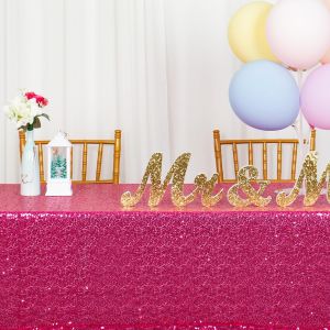 Sjzg-Nappes Nappe &Agrave; Paillettes Rose Chaud Nappe Petit Rectangle 48x72 Pouces Nappe De S&eacute;quence D&eacute;cor De Mariage Nappe De Table En Lin Fuchsia Pour Les Parties Nappe De No&euml;l (48x72 Pouces, Rose Vif) - Neuf