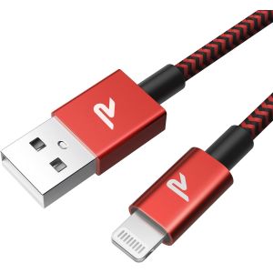 C&acirc;ble iPhone 2M, Certifi&eacute; Apple MFi en Fibre de Nylon Tress&eacute; Connecteur Ultra R&eacute;sistant, C&acirc;ble Lightning Charge Rapid pour iPhone 14 13 12 11 Pro Max XR XS X 8 7 6 Plus SE iPad-2m/6.6ft - Rouge - Neuf