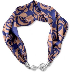 Ershi-Femme Mode Foulards En Soie Collier Boucle Magnétique Pratique Avec Strass Bling Petit Étroit Foulard Décoratif Bijoux Pende[1 - Neuf