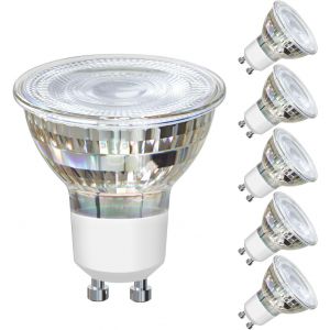 Ampoules Led Gu10, 5w Équivalent Halogène 60w, 425 Lumens Blanc Chaud 6500k, Ampoules Spot Led Gu10 En Verre, 38° Angle De Faisceau, Lot De 6[Amp742514] - Neuf