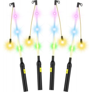 KALANKA-Lot de 4 Bâtons de Lanterne Longeur 50cm, Bâtonnet de Lanterne LED avec Lumière pour Halloween, Noël, Saint-Martin, Anniversaires des Enfants [Mise à Niveau 2023]- Transparent - Neuf