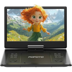 Lecteur Dvd Portable 15,7"" Avec &Eacute;cran Pvotant Hd 14,1"",6H Autonomie,Compatible Multiformat Disques/Sd/Usb,Sans R&eacute;gion,M&eacute;moire De Lecture,Sortie Tv/Projecteur,Haut-Parleurs St&eacute;r&eacute;o - Neuf
