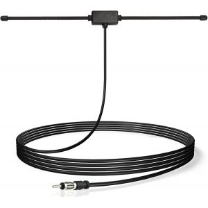 Antenne Autoradio Voiture Pare-Brise Collante Adaptateur Fiche DIN Antenne Dip&ocirc;le avec 3m C&acirc;ble Compatible avec Auto Camion V&eacute;hicule FM AM Radio Amplificateur HD Lecteur Tuner R&eacute;cepteur - Neuf