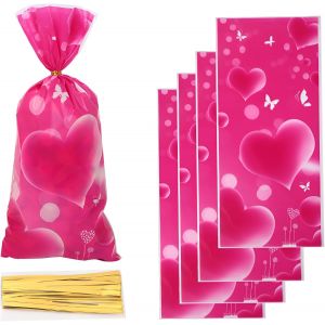 Lot De 50 Sacs Cadeaux Roses Pour Décoration De Saint-Valentin, Petits Sacs À Bonbons Pour Femme, Cadeau De Saint-Valentin Pour Elle, Sac À Bonbons Avec Attaches Pour Noël, Anniversaire - Neuf