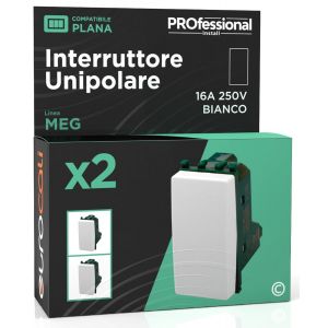 Interrupteur unipolaire de courant 16 A 250 V à encastrer couleur blanche fruits compatibles avec Vimar Plana Séries Résidentielles 601B-Lot de 2 - Neuf