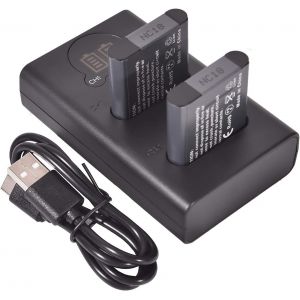 Lot de 2 Batteries de Rechange Li-90B + Double Chargeur USB avec écran LCD Compatible avec Li-92B et Olympus SH-1,Sh-50,Ihs Sh-60,Sp-100,Sp-100Ee,Tough TG-1,Ihs Tough TG-2,Ihs Tough TG-3, - Neuf