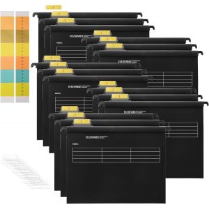 Support Dossier Suspendu, 15 Pcs Dossier Suspendus A4 en PP avec Onglets et Inserts, Armoire de Classement Suspendus Pour le Bureau, &eacute;cole, famille, Dossier Suspendu pour Tiroir (5 Couleurs) - Neuf