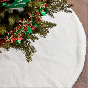 Jupe de sapin de No&euml;l blanche 90 cm, tapis de sapin en fausse fourrure effet neige, d&eacute;corations festives, articles de d&eacute;coration pour les f&ecirc;tes de No&euml;l - Neuf