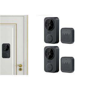 Sonnette vid&eacute;o sans fil avec audio bidirectionnel et vision nocturne, lot de 2 - Neuf