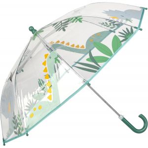 Parapluie Dino Rexi - Pour Enfant - Avec Fermeture Velcro Et Poign&eacute;e Semi-Circulaire - Transparent - Avec Imprim&eacute; Dinosaure, Multicolore - Neuf