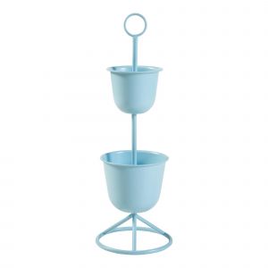Porte-Plantes Style Intemportel Support 77 X 26 Cm 2 Cache-Pots Bleu Clair Helloshop26 03_0010326 - Neuf