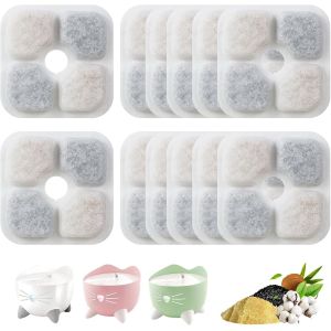 Kalanka-Lot De 12 Filtre Fontaine Eau Chat, Compatible Catit, Syst&egrave;me De Triple Filtration, Filtre De Rechange Avec R&eacute;sine 3t Charbon Actif Adoucit, Filtration Remplacement Filtres Fontaine &Agrave; Eau Pou - Neuf