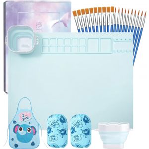 AYUHR-Tapis Peinture Silicone, 51 x 41 cm Tapis de Table en Silicone avec Tasse Détachable, Tapis Antiadhésif Pliable pour Artisanat, Découpage, Création Artistique, Dessin et Bricolage - Neuf