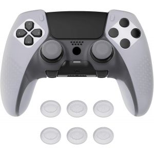 Lkljij-Coque Protection Pour Ps5 Edge Manette,Housse Silicone Avec 6 Capuchon Joystick Pour Ps5 Edge Controller Cover Skin,Anti-Dérapante Accessoire-Blanc Transparent,3d Studded Edition - Neuf