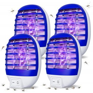 4pcs Anti Mouche Electrique, Anti Moustique Lampe,électrique Insecticide,électrique avec lumière UV,Destructeur de Mouches Intérieur,Moustique Attrape Mouche pour intérieur - Neuf