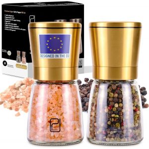 Tianyi-Ensemble De Moulin À Poivres Et Sel En Acier Inoxydable Doré ¿ Salière Et Poivrières Avec Grosseur Réglable Or ¿ Moulin À Poivre Noir Et Moulin À Sel - Neuf