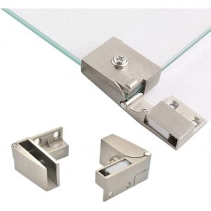 1 paire de charni&egrave;res de porte en verre sans cadre, armoires vitr&eacute;es encastr&eacute;es sur le c&ocirc;t&eacute;, charni&egrave;res de portes de douche, pi&egrave;ces de rechange pour armoires et portes en verre pour meubles, - Neuf