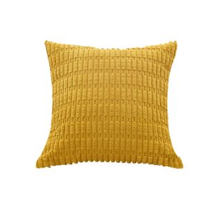 Housse De Coussin En Velours C&ocirc;tel&eacute; Pour Canap&eacute; - Jaune Fonc&eacute;, 45 X 45 Cm, Lavable En Machine, Fermeture &Eacute;clair Invisible - Neuf